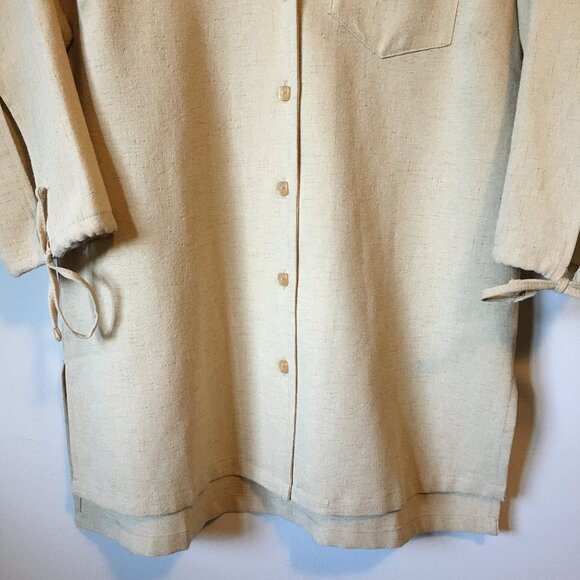 Vintage Optionelle Beige Button Down Tie Sleeve Top Canadian Made - Picture 5 of 16